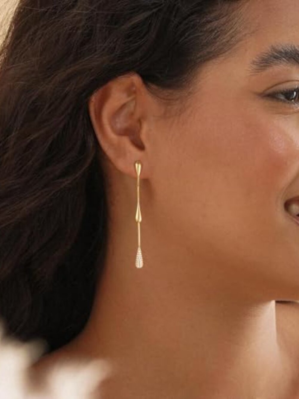 Dangle Earis for Women Trendy 14K Gold Plated CZ Hie Drop Ears Dainty Long Chain